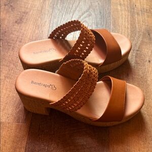 BareTraps Women's Brown Woven Slide Sandals